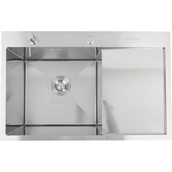 Кухонна мийка Valeso Handmade Decor L SP000049735 (78x50 см, нержавіюча сталь, 3.0/0.8 мм, ліва, з дозатором та сифоном), Доступні розміри: 78 x 50 L, Колір виробника: нержавіюча сталь, Тип поверхні: декор (рифленая), фото 