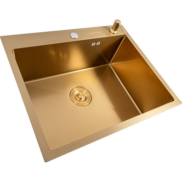Кухонная мойка Valeso Handmade PVD Gold Decor SP000045974 (60x50 см, золото, 3.0/0.8 мм, c дозатором и сифоном), Доступные размеры: 60 x 50, Цвет производителя: золото, Тип поверхности: PVD декор, фото 