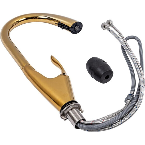 Змішувач для кухні Valeso PVD OB-D91B (SP000049849, золото, з висувною лійкою), Колір виробника: золото, фото , изображение 2