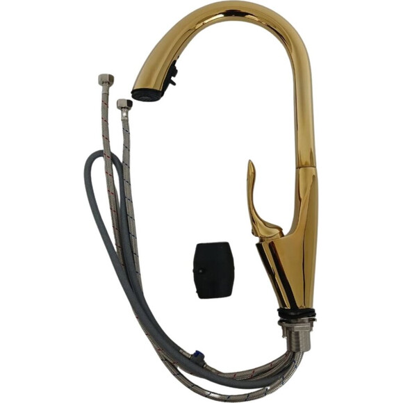 Змішувач для кухні Valeso PVD OB-D91B (SP000049849, золото, з висувною лійкою), Колір виробника: золото, фото , изображение 3