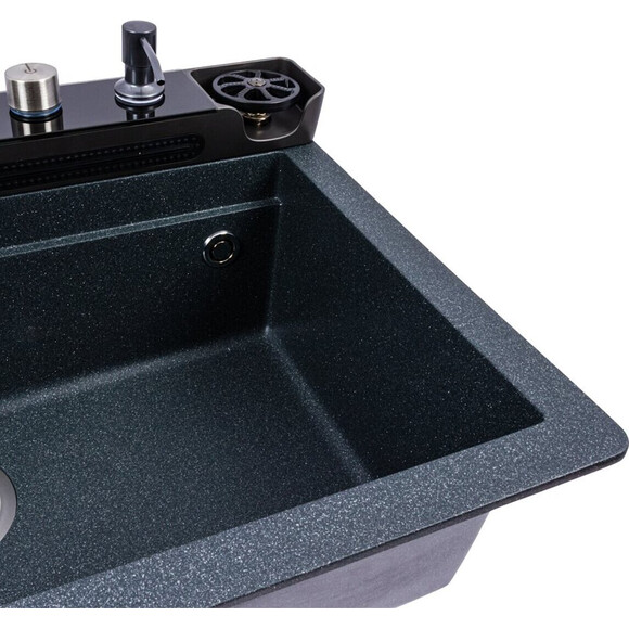 Кухонна мийка зі змішувачем-водоспадом та краном Valeso Evanora 7546 (SP000049343, 75x46 см, антрацит, з дозатором, сифоном, ринзером та сушаркою для посуду), Колір виробника: антрацит, фото , изображение 5