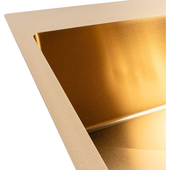 Кухонная мойка Valeso Handmade PVD Gold SP000051938 (60x50 см, золото, 3.0/0.8 мм, c дозатором и сифоном), Доступные размеры: 60 x 50, Цвет производителя: золото, Тип поверхности: PVD, фото 4