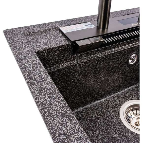 Кухонная мойка с термостатом-водопад Valeso Viva 5149 (SP000049358, 51x49 см, графит, с коландером), Цвет производителя: графит, фото 6