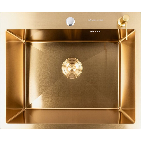 Кухонная мойка Valeso Handmade PVD Gold SP000051938 (60x50 см, золото, 3.0/0.8 мм, c дозатором и сифоном), Доступные размеры: 60 x 50, Цвет производителя: золото, Тип поверхности: PVD, фото 2