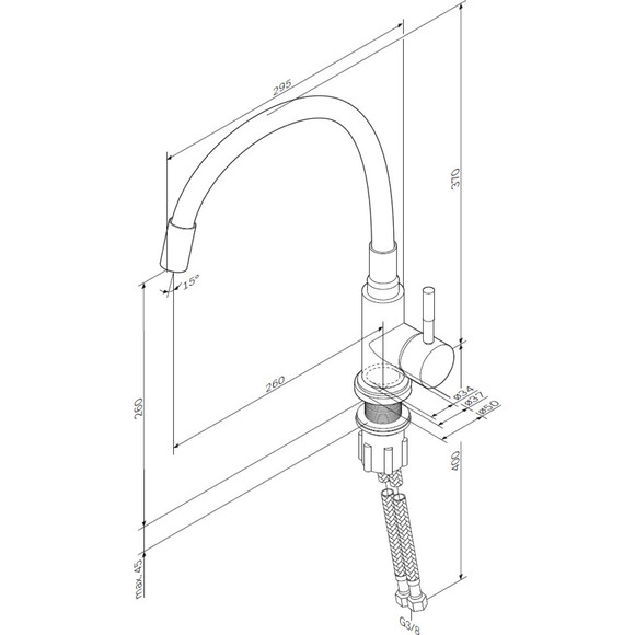 Смеситель для кухни Am.Pm X-Joy S F85B07615 (сатин/серый, с гибким изливом), Цвет производителя: сатин, серый, фото 2