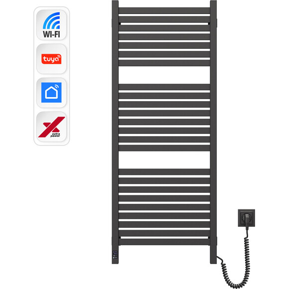 Електрична рушникосушарка Navin Авангард X Sensor Wi-Fi 12-272055-4812 (480x1200, чорний муар, права, сенсорна, з таймером), Доступні розміри: 480 x 1200, Колір виробника: чорний муар, Підключення рушникосушарки: праве, фото 