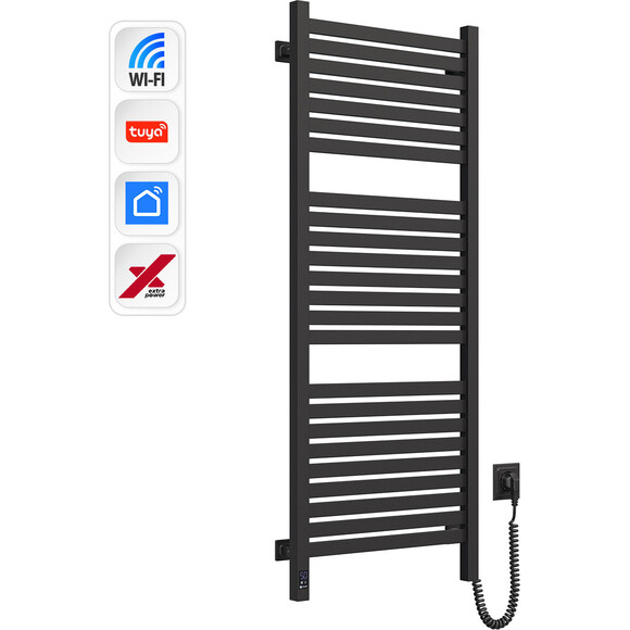 Електрична рушникосушарка Navin Авангард X Sensor Wi-Fi 12-272055-4812 (480x1200, чорний муар, права, сенсорна, з таймером), Доступні розміри: 480 x 1200, Колір виробника: чорний муар, Підключення рушникосушарки: праве, фото , изображение 2