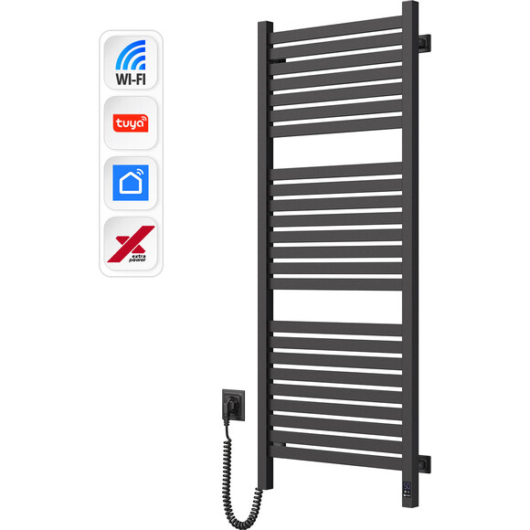 Електрична рушникосушарка Navin Авангард X Sensor Wi-Fi 12-272155-4812 (480x1200, чорний муар, ліва, сенсорна, з таймером), Доступні розміри: 480 x 1200, Колір виробника: чорний муар, Підключення рушникосушарки: ліве, фото , изображение 2