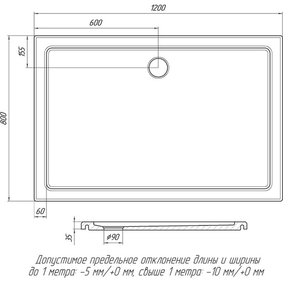 Душевой поддон Snail Титан Black Matt 140A200M (120x80 см, черный матовый), Цвет производителя: черный матовый, фото 