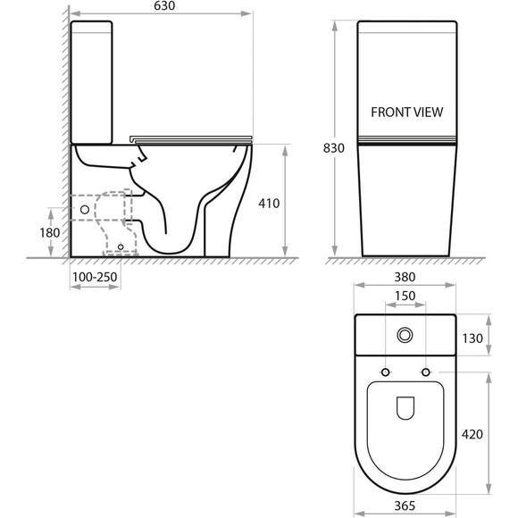 Безобідковий унітаз-компакт Koller Pool Pure Tornado 3.0 (1866560199, воронкоподібний, з сидінням), фото , изображение 2