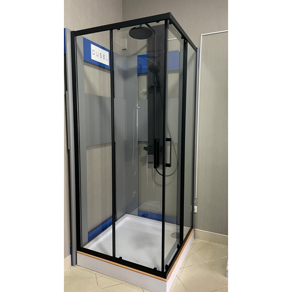Душова кабіна Dusel А-513HB Black Matt 551329 (90x90 см, скло прозоре, профіль чорний матовий), Доступні розміри: 90 x 90, Колір виробника: прозоре скло, обробка чорна матова, фото , изображение 3