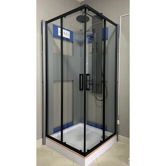 Душова кабіна Dusel А-513HB Black Matt 551329 (90x90 см, скло прозоре, профіль чорний матовий), Доступні розміри: 90 x 90, Колір виробника: прозоре скло, обробка чорна матова, фото , изображение 2