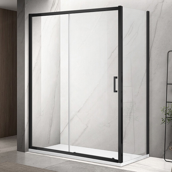 Душова кабіна Dusel A-517B Black Matt A517B1010 (100x100 см, скло прозоре, профіль чорний матовий), Доступні розміри: 100 x 100, Колір виробника: прозоре скло, обробка чорна матова, фото 