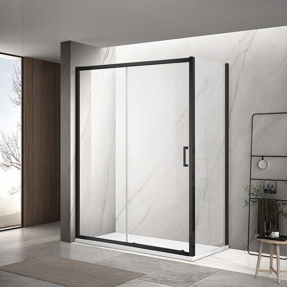 Душова кабіна Dusel A-517B Black Matt A517B1080 (100x80 см, скло прозоре, профіль чорний матовий), Доступні розміри: 100 x 80, Колір виробника: прозоре скло, обробка чорна матова, фото , изображение 2