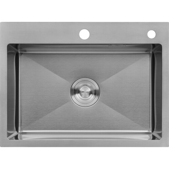 Кухонна мийка Kroner KRP Gebürstet 5843HM (Geburstet-5843HM, 58x43 см, 3.0/1.0 мм, з коландером та сифоном), Доступні розміри: 58 x 43, фото 