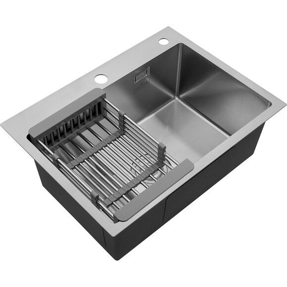 Кухонна мийка Kroner KRP Gebürstet 5843HM (Geburstet-5843HM, 58x43 см, 3.0/1.0 мм, з коландером та сифоном), Доступні розміри: 58 x 43, фото , изображение 3