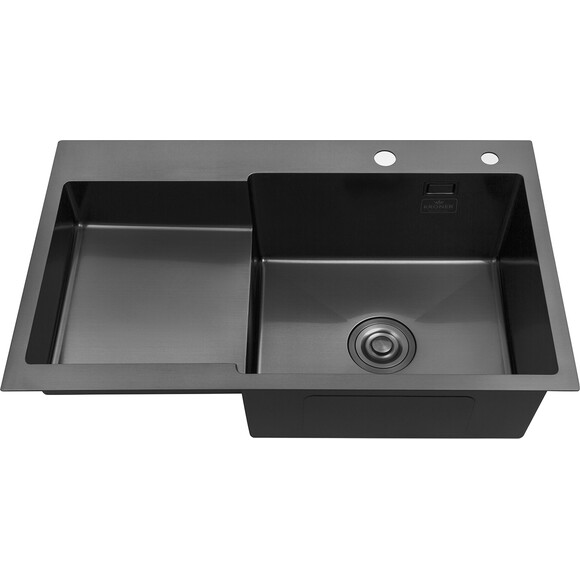 Кухонна мийка Kroner KRP Schwarze 7848RHM PVD (Schwarze-7848RHM, 78x48 см, 3.0/1.0 мм, з колландером та сифоном), Доступні розміри: 78 x 48 R, фото , изображение 3
