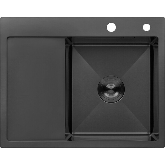 Кухонная мойка Kroner KRP Schwarze 6350RHM PVD (Schwarze-6350RHMPVD, 63x50 см, 3.0/1.0 мм, с коландером и сифоном), Доступные размеры: 63 x 50 R, фото 2