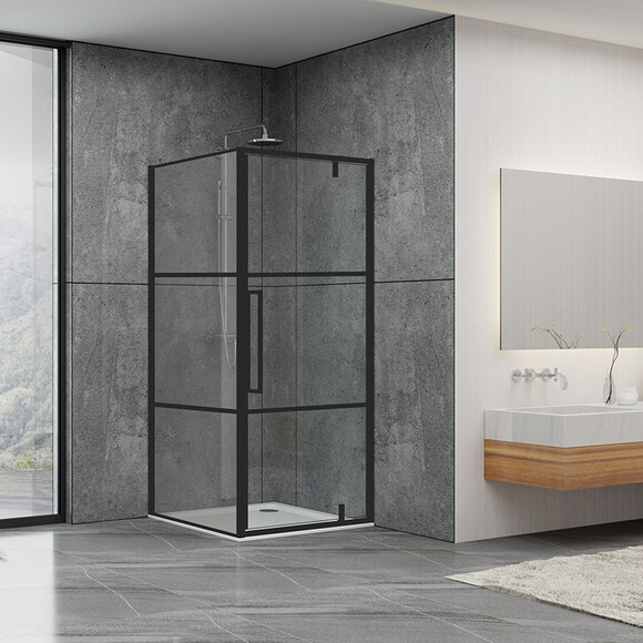 Душевая кабина Dusel DL198BP+DL196BP Black Matt Paint 519893 (90x90 см, стекло прозрачное, профиль черный матовый), фото 2