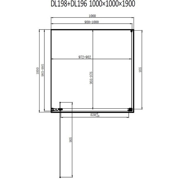 Душевая кабина Dusel DL198/DL196 Chrome 519811 (100x100 см, стекло прозрачное, профиль хром), Доступные размеры: 100 x 100, Цвет производителя: прозрачное стекло, отделка хром, фото 2