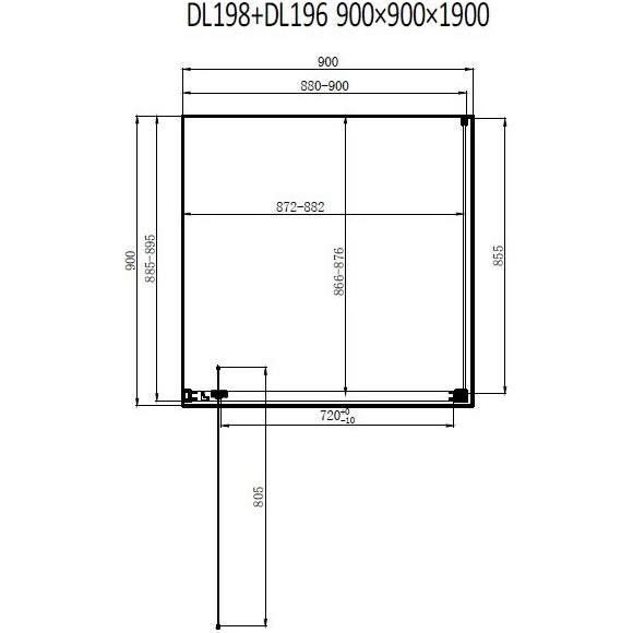 Душевая кабина Dusel DL198B/DL196B Black Matt 519892 (90x90 см, стекло прозрачное, профиль черный матовый), Доступные размеры: 90 x 90, Цвет производителя: прозрачное стекло, отделка черная матовая, фото 3