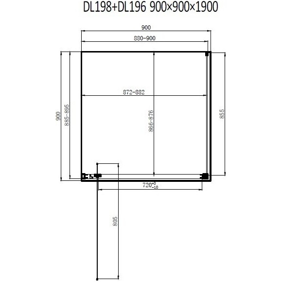 Душевая кабина Dusel DL198/DL196 Chrome 519891 (90x90 см, стекло прозрачное, профиль хром), Доступные размеры: 90 x 90, Цвет производителя: прозрачное стекло, отделка хром, фото 3