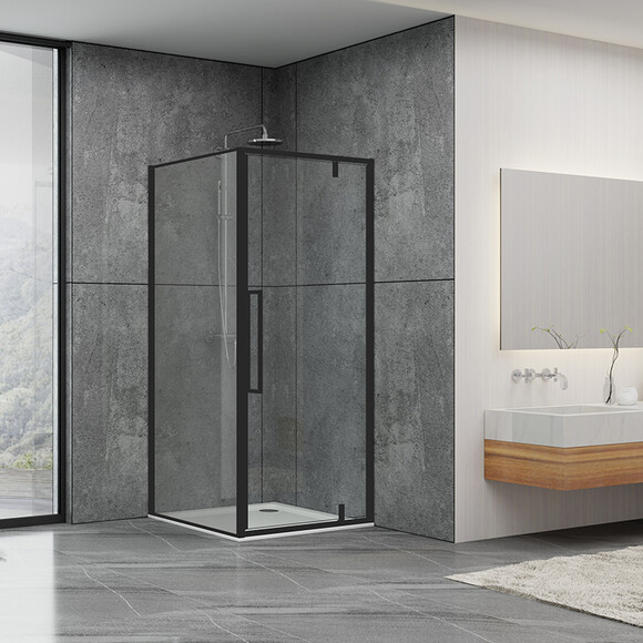 Душевая кабина Dusel DL198B/DL196B Black Matt 519892 (90x90 см, стекло прозрачное, профиль черный матовый), Доступные размеры: 90 x 90, Цвет производителя: прозрачное стекло, отделка черная матовая, фото 2