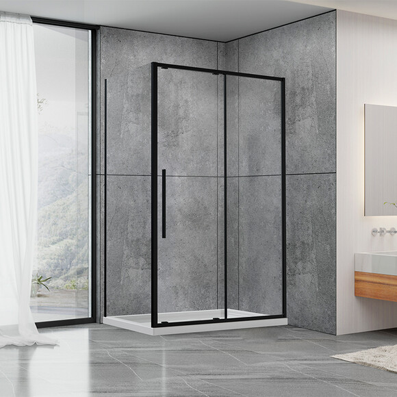 Душевая кабина Dusel DSL191B+195B Black Matt 519128 (120x80 см, стекло прозрачное, профиль черный матовый), фото 