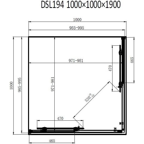 Душевая кабина Dusel DSL194B Black Matt 519411 (100x100 см, стекло прозрачное, профиль черный матовый), Доступные размеры: 100 x 100, Цвет производителя: прозрачное стекло, отделка черная матовая, фото 10