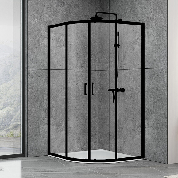 Душевая кабина Dusel EF-182B Black Matt 518291 (90x90 см, стекло прозрачное, профиль черный матовый), фото 