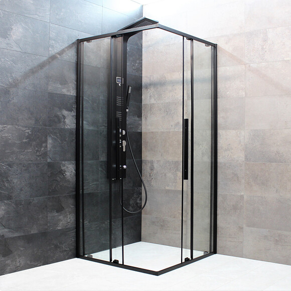Душевая кабина Dusel DSL194B Black Matt 519411 (100x100 см, стекло прозрачное, профиль черный матовый), Доступные размеры: 100 x 100, Цвет производителя: прозрачное стекло, отделка черная матовая, фото 2