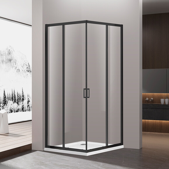 Душова кабіна Dusel А-513HB Black Matt 551329 (90x90 см, скло прозоре, профіль чорний матовий), Доступні розміри: 90 x 90, Колір виробника: прозоре скло, обробка чорна матова, фото 