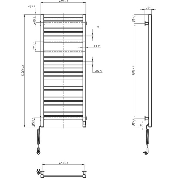 Електрична рушникосушарка Navin Авангард X Sensor Wi-Fi 12-272155-4812 (480x1200, чорний муар, ліва, сенсорна, з таймером), Доступні розміри: 480 x 1200, Колір виробника: чорний муар, Підключення рушникосушарки: ліве, фото , изображение 7