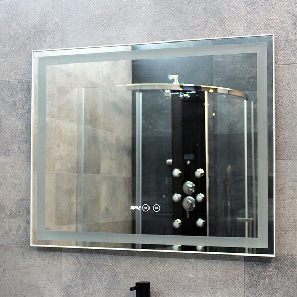 Зеркало для ванной комнаты Dusel DE-M0061S1 Silver 600624 (100x75 см, серебро, с LED-подсветкой, диммером, подогревом, часами и температурой), Доступные размеры: 100 x 75, Цвет производителя: серебро, фото 5