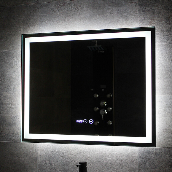 Зеркало для ванной комнаты Dusel DE-M0061S1 Black 600624 (120x75 см, черное, с LED-подсветкой, диммером, подогревом, часами и температурой), Доступные размеры: 120 x 75, Цвет производителя: черный, фото 2