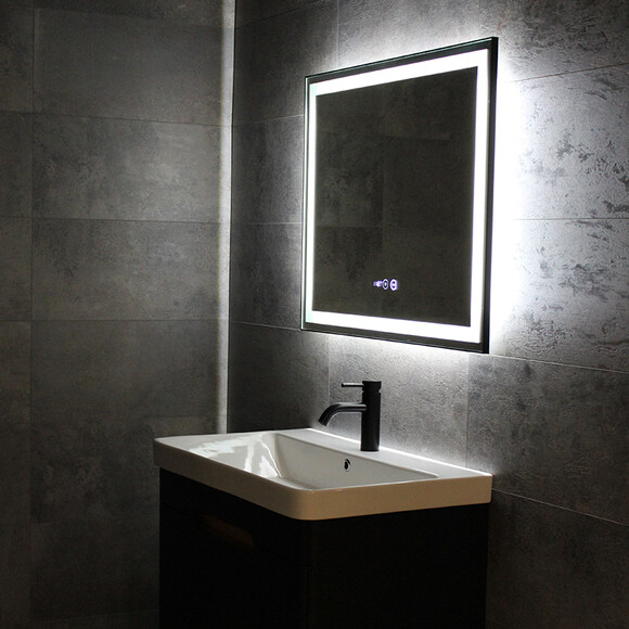Зеркало для ванной комнаты Dusel DE-M0061S1 Black 600624 (120x75 см, черное, с LED-подсветкой, диммером, подогревом, часами и температурой), Доступные размеры: 120 x 75, Цвет производителя: черный, фото 3