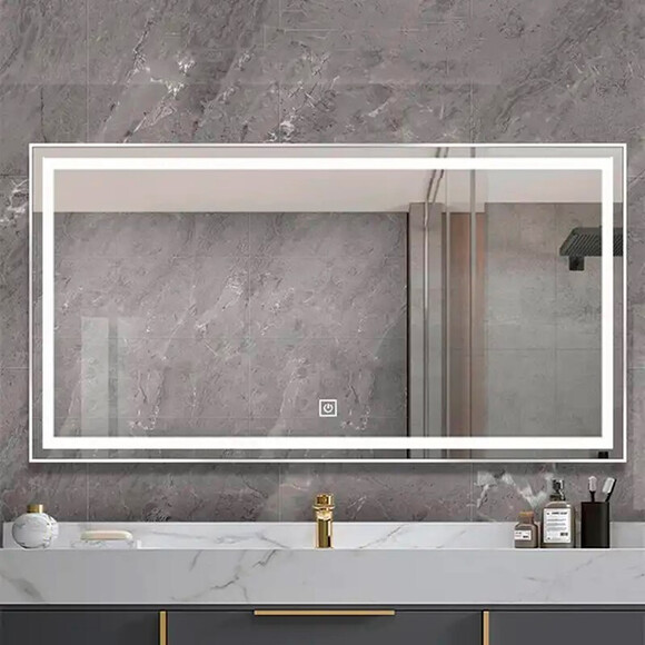 Зеркало для ванной комнаты Dusel DE-M0061S1 Silver 600626 (100x75 см, серебро, с LED-подсветкой и антизапотеванием), Доступные размеры: 100 x 75, Цвет производителя: серебро, фото 2