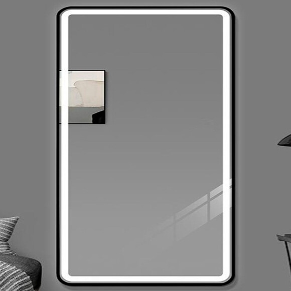 Зеркало для ванной комнаты Dusel DE-M0065D Black 606508 (65х80 см, черное, с LED-подсветкой, диммером, подогревом, часами и температурой), Доступные размеры: 65 x 80, Цвет производителя: черный, фото 