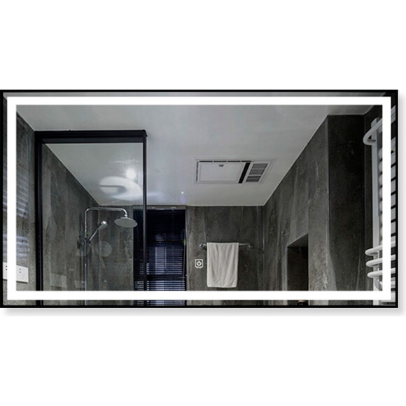 Зеркало для ванной комнаты Dusel DE-M0061S1 Black 600624 (120x75 см, черное, с LED-подсветкой, диммером, подогревом, часами и температурой), Доступные размеры: 120 x 75, Цвет производителя: черный, фото 