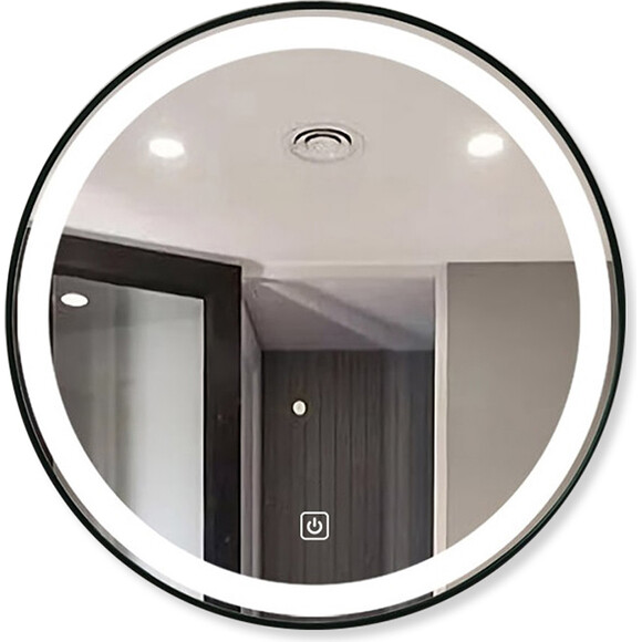 Зеркало для ванной комнаты Dusel DE-M2071D Black 620714 (80 см, черное, с LED-подсветкой, диммером, подогревом, часами и температурой), Цвет производителя: черный, фото 4