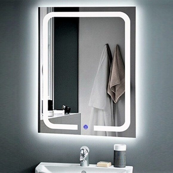 Зеркало для ванной комнаты Dusel DE-M3001 630017 (65x80 см, с LED-подсветкой, диммером, подогревом, часами и температурой), Доступные размеры: 65 x 80, фото 2