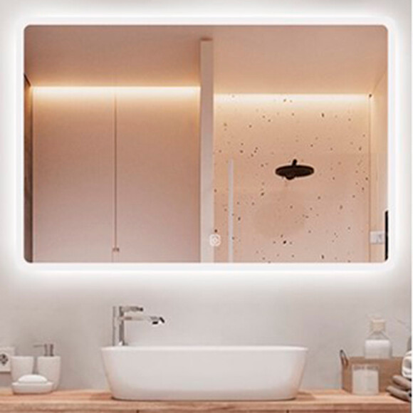 Зеркало для ванной комнаты Dusel DE-M3011 630113 (90x70 см, с LED-подсветкой и антизапотеванием), фото 3
