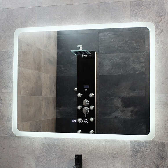 Зеркало для ванной комнаты Dusel DE-M3011 630114 (90х70 см, с LED-подсветкой, диммером, подогревом, часами и температурой), Доступные размеры: 90 x 70, фото 3