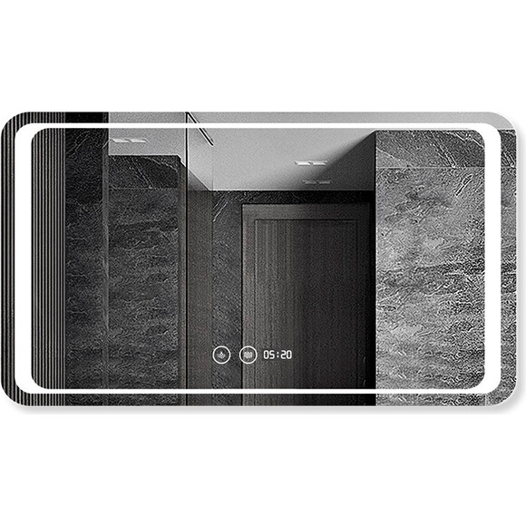 Зеркало для ванной комнаты Dusel DE-M3031 630312 (80х65 см, с LED-подсветкой, диммером, подогревом, часами и температурой), фото 