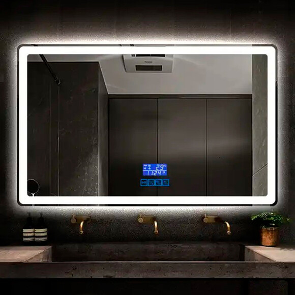 Зеркало для ванной комнаты Dusel DE-M3051 630517 (100х75 см, с LED-подсветкой, подогревом, bluetooth, часами и температурой), фото 2