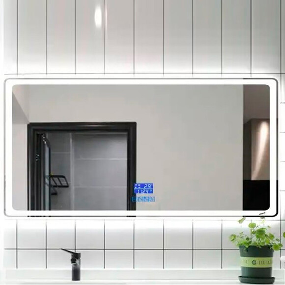 Зеркало для ванной комнаты Dusel DE-M3051 630517 (100х75 см, с LED-подсветкой, подогревом, bluetooth, часами и температурой), фото 3