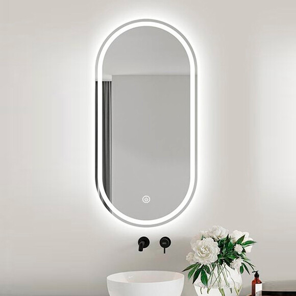 Зеркало для ванной комнаты Dusel DE-M4031D 640312 (60x120 см, с LED-подсветкой, диммером, подогревом, часами и температурой), фото 