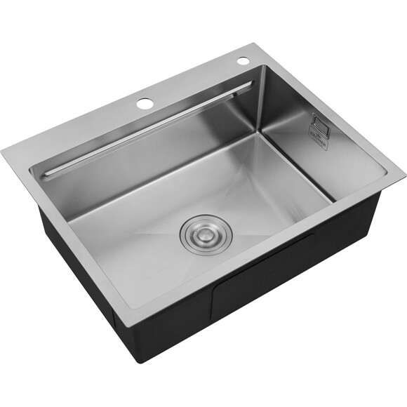 Кухонная мойка Kroner KRP Gebürstet 6350HM (KRPGeburstet-6350HM, 63x50 см, 3.0/1.0 мм, с коландером и сифоном), Доступные размеры: 63 x 50, фото 3