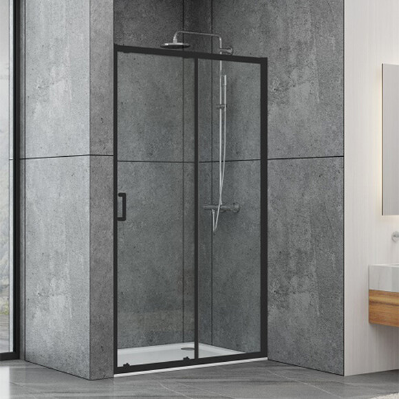 Душевые двери Dusel EF185B Black Matt 418512 (120 см, стекло прозрачное, профиль черный матовый), Доступные размеры: 120, фото 
