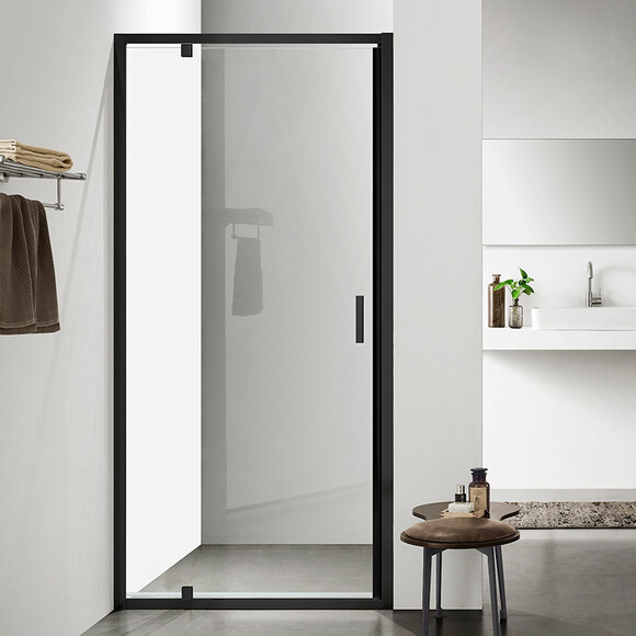 Душевые двери Dusel FА-518B Black Matt 451818 (80 см, стекло прозрачное, профиль черный матовый), Доступные размеры: 80, Цвет производителя: прозрачное стекло, отделка черная матовая, фото 